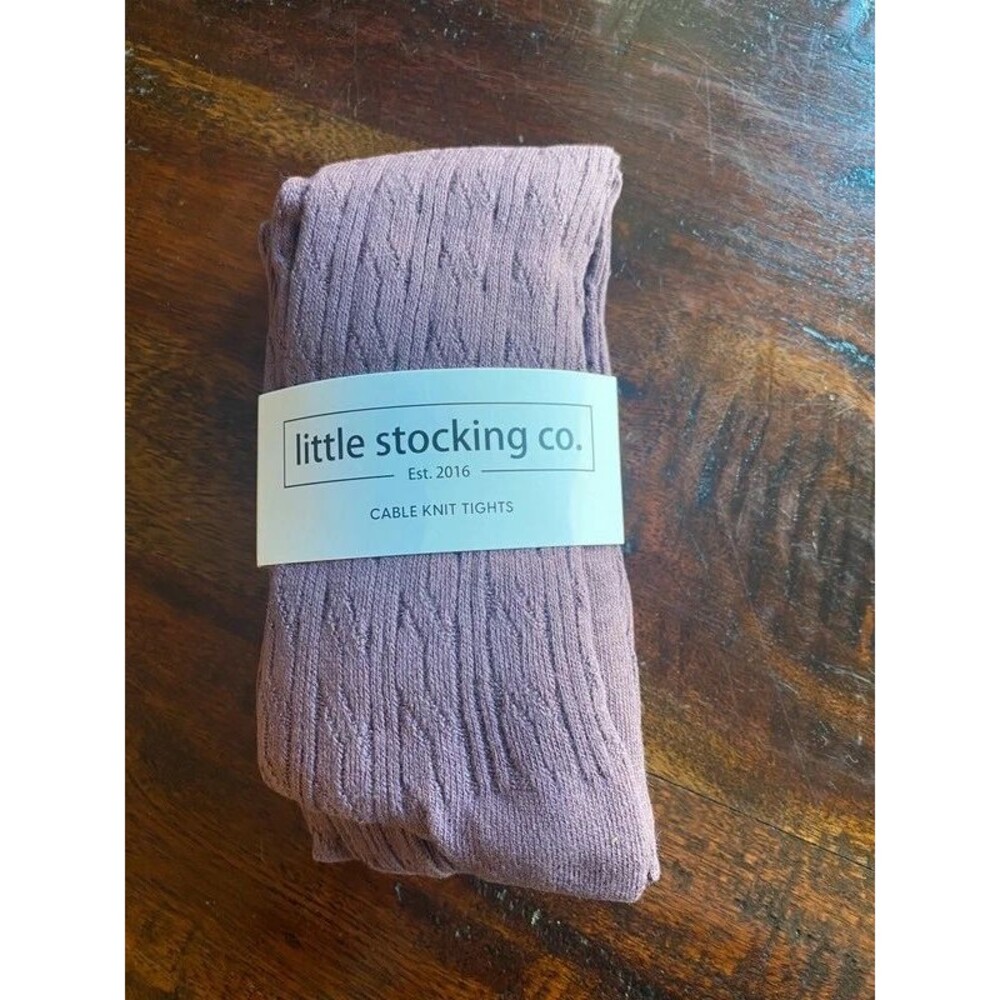 Little stocking company Cableknit tights in size 5-6 dusty plum